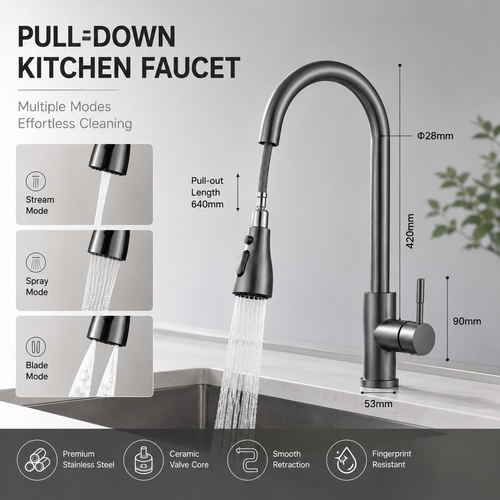 Hot & Cold Swivel Kitchen Sink Faucet