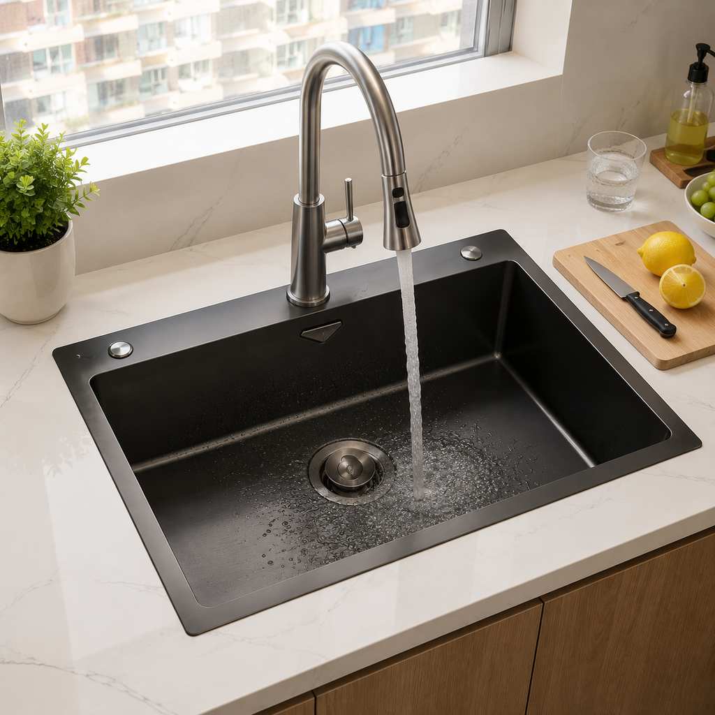Large Single-Bowl Stainless Steel Kitchen Sink