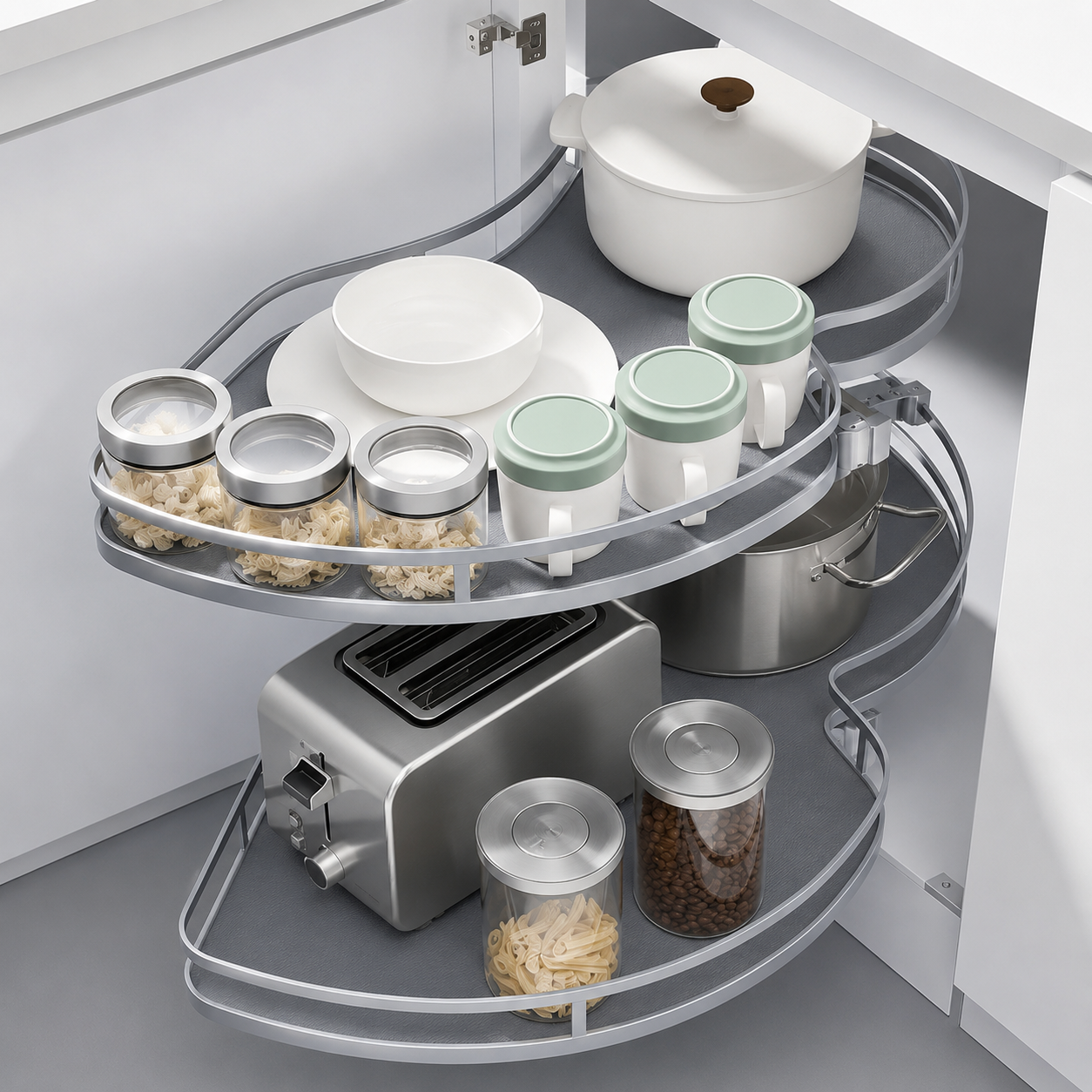 Soft-Close Swivel Corner Pull-Out Basket