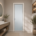 Slim Frame Aluminum Alloy Tempered Glass Hinged Door for Bathroom & Kitchen