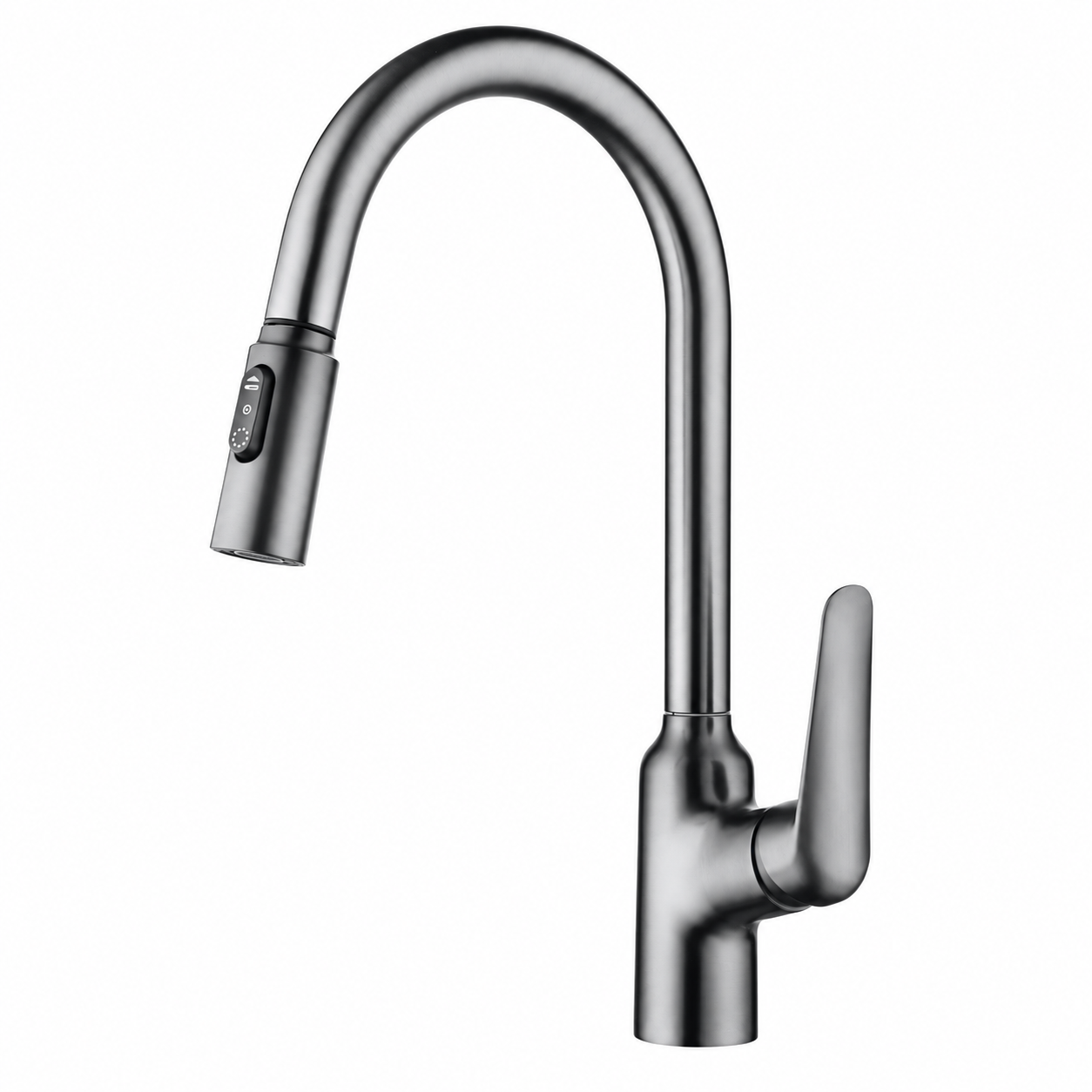 Gunmetal Gray Pull-Out Kitchen Faucet with 360° Swivel, Hot & Cold