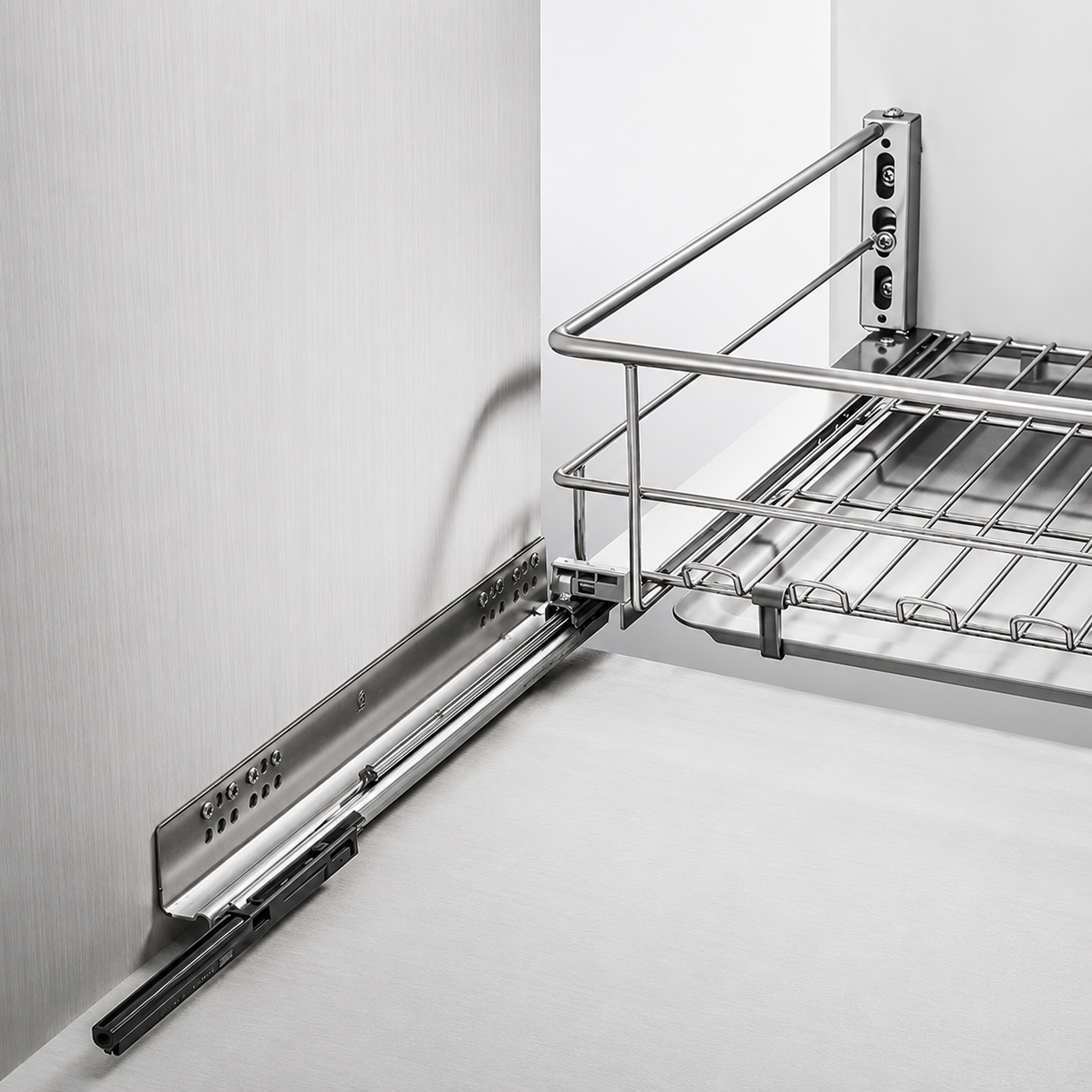 Damped Double-Layer Pull-Out Dish Rack with Adjustable Dividers