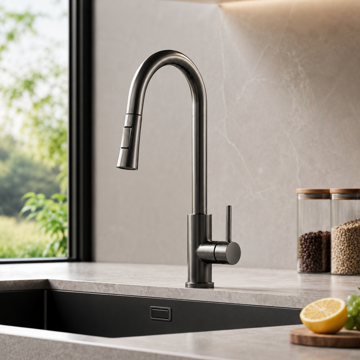 Pull-Out Kitchen Faucet — Hot & Cold