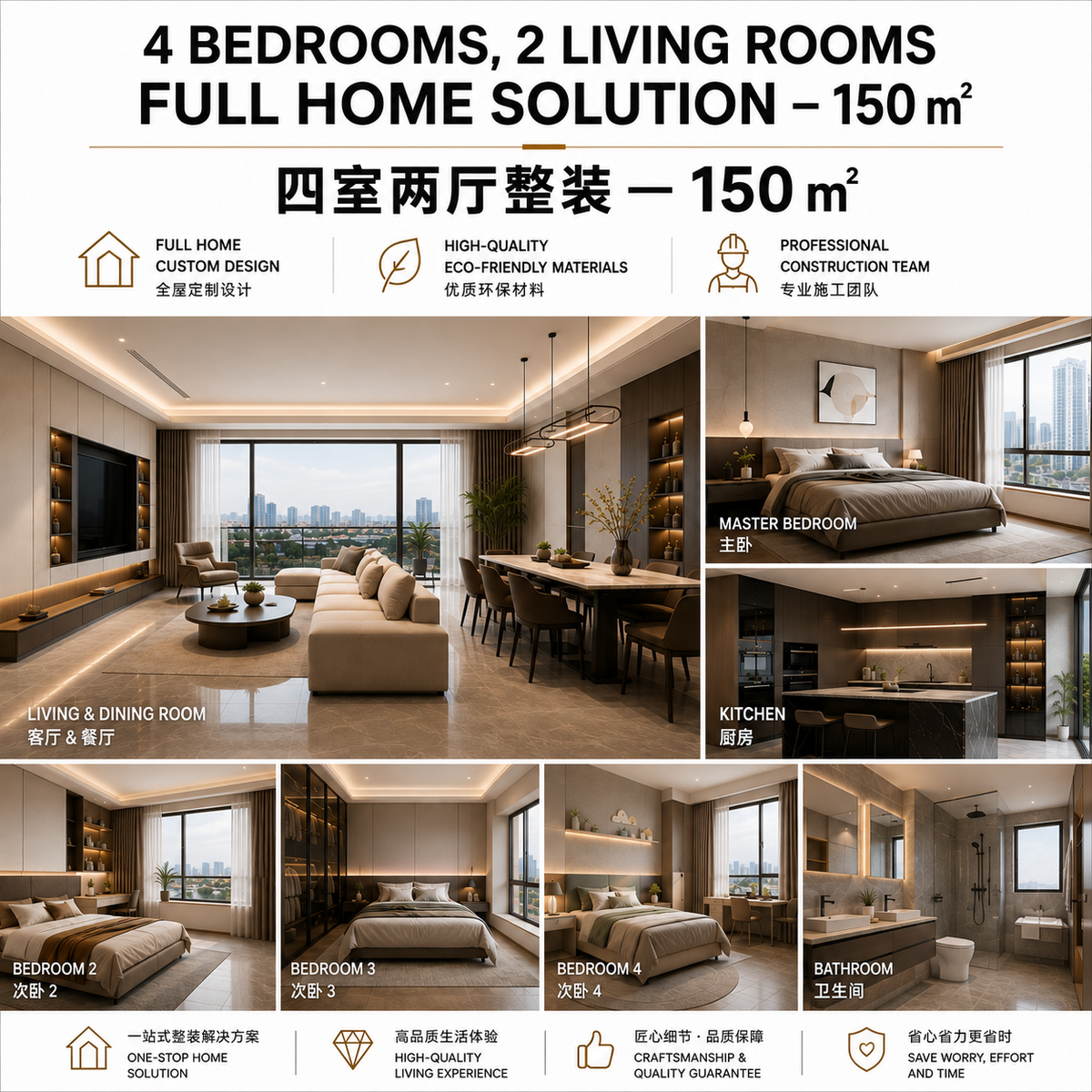 四室两厅整装 — 150 ㎡ 4BR