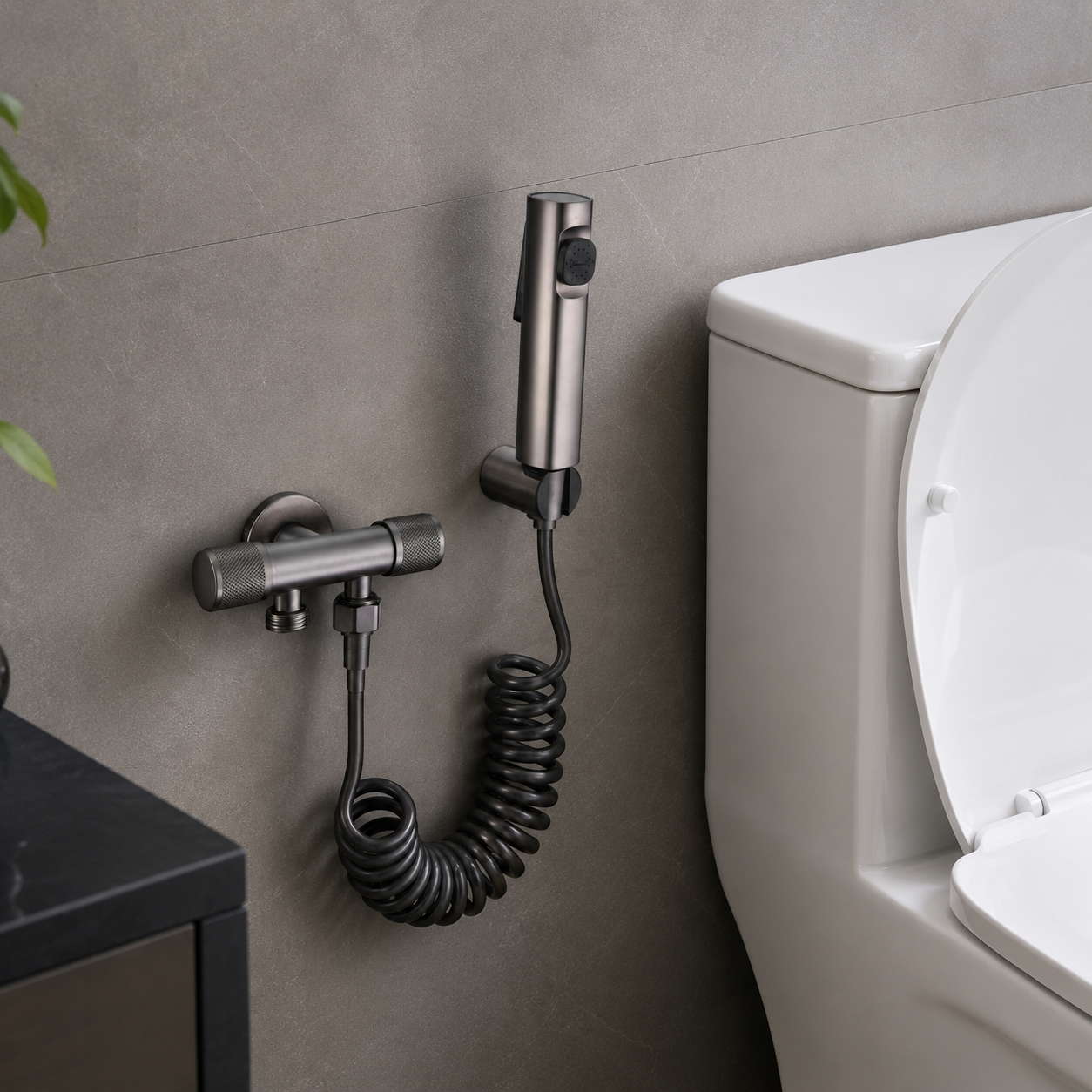 Stainless Steel One-In Two-Outlet Toilet Bidet Sprayer