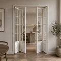 Modern White Aluminum Bi-Fold Glass Door，French Style Folding Door for Kitchen & Interior