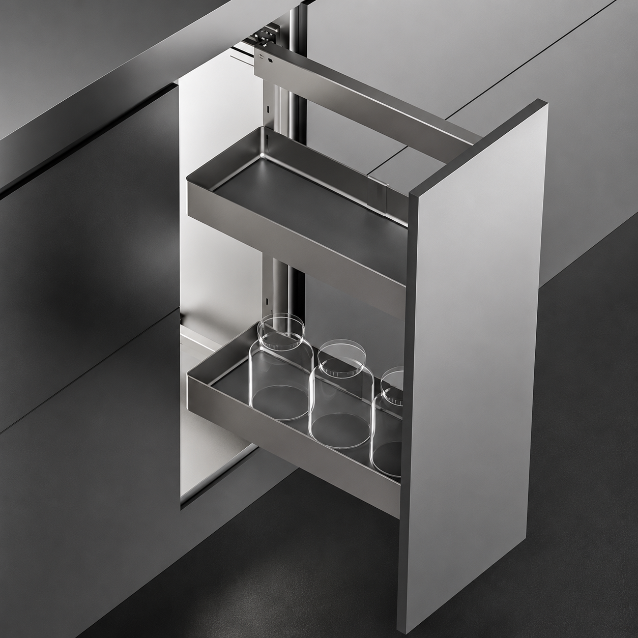 Side Pull-Out Double-Layer Built-In Spice Storage Drawer