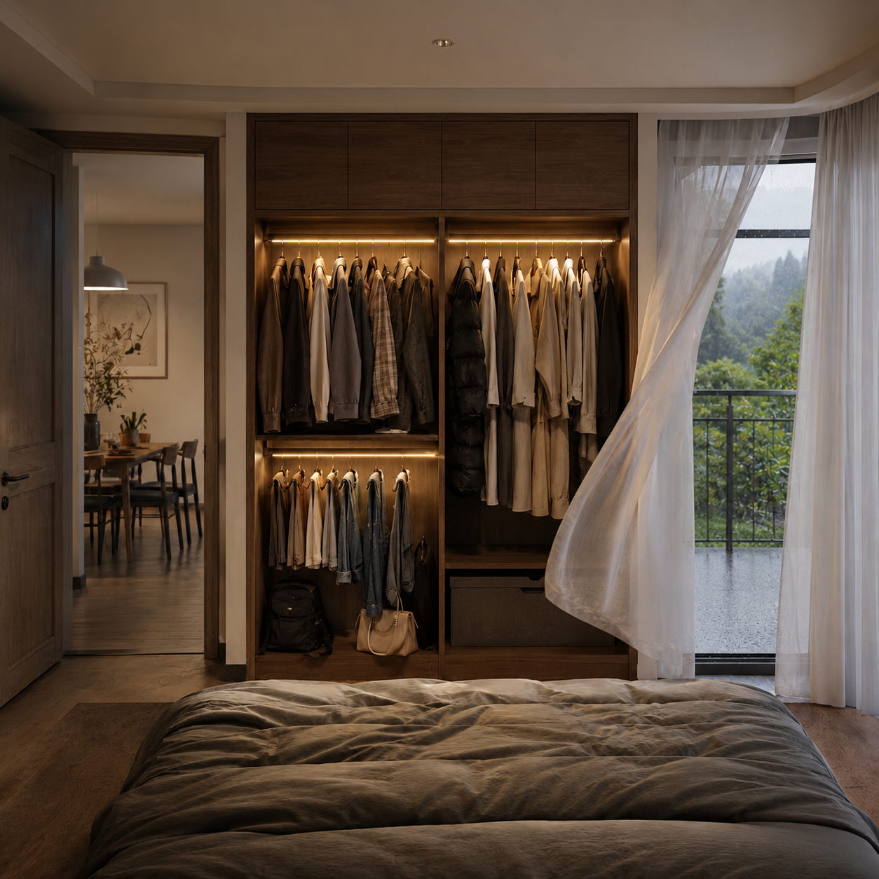 Heavy-Duty Silent Clothes Rod — Top & Side Mount for Wardrobe & Walk-In Closet