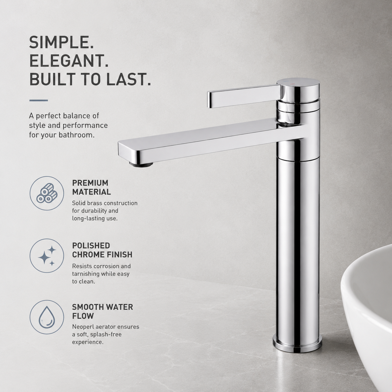 Minimalist Single Hole Hot & Cold Vessel Basin