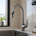Gunmetal Gray Pull-Out Kitchen Faucet with 360° Swivel, Hot & Cold
