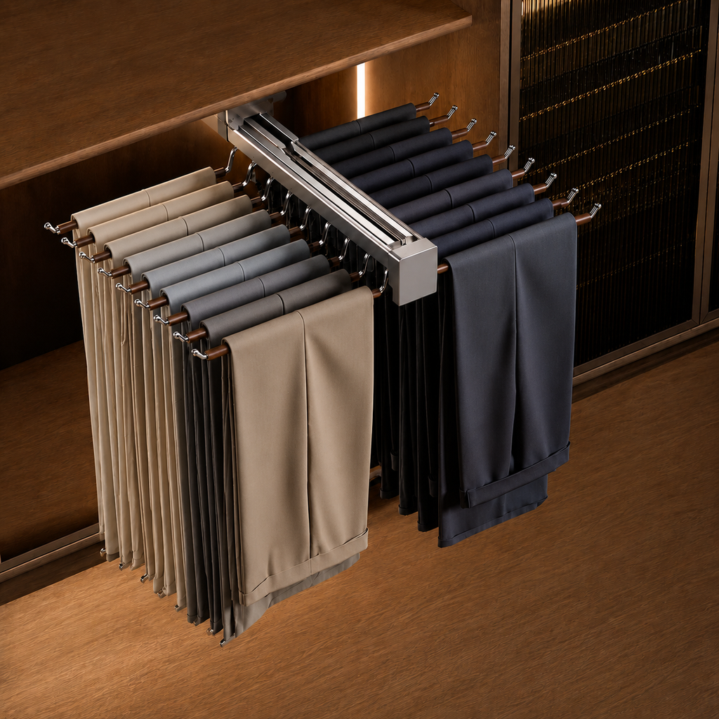 Top-Mounted Double-Row Slide-Out Trouser Rack