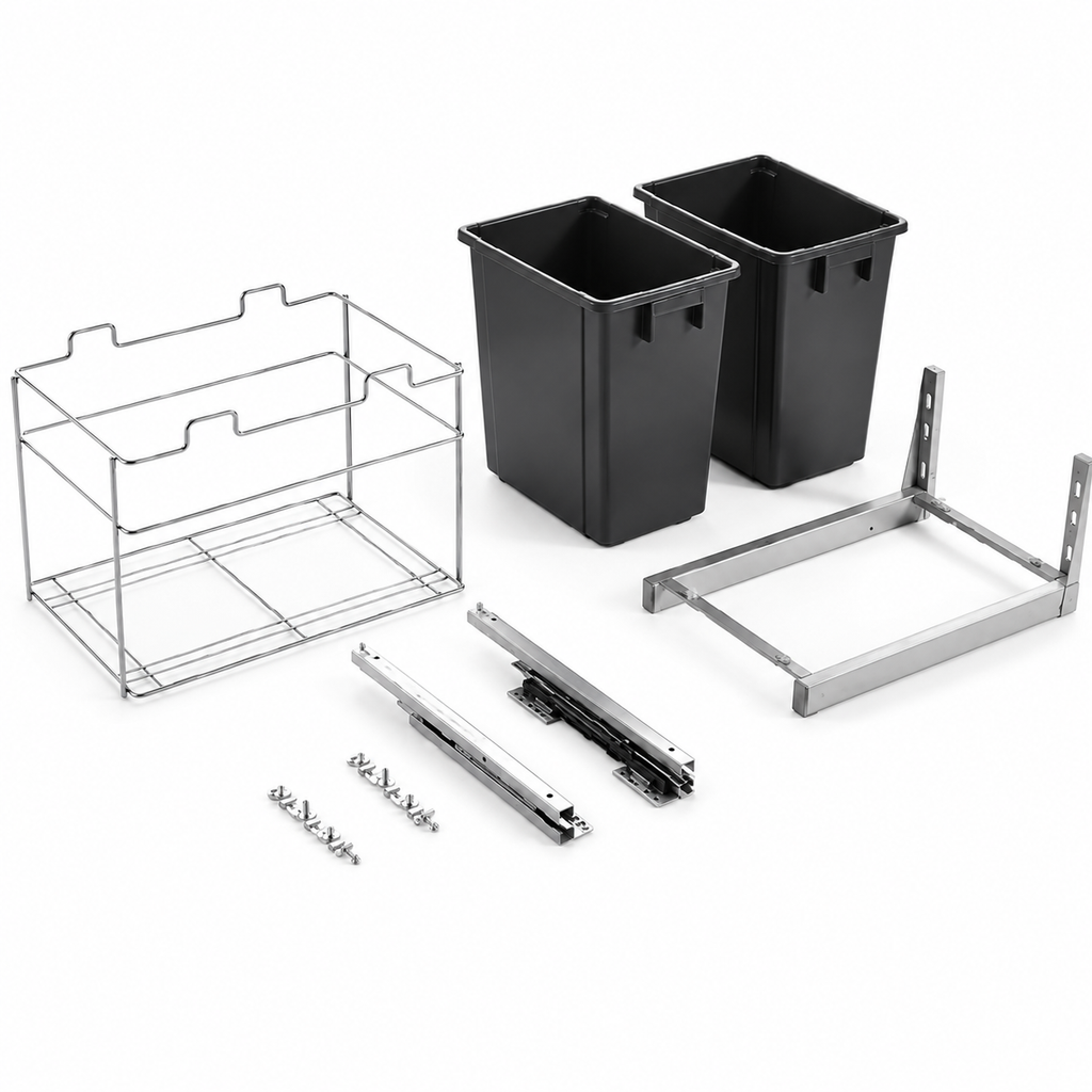 Built-In Large-Capacity Concealed Kitchen Cabinet Plastic Waste Bin