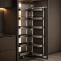 Multi-Tier Tandem Swing-Door Tall Cabinet Pull-Out Basket for Snacks & Seasonings