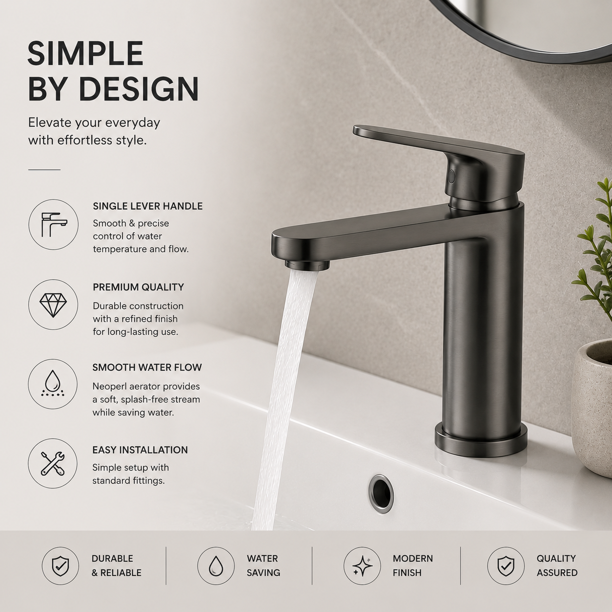 Stainless Steel Hot & Cold Bathroom Faucet