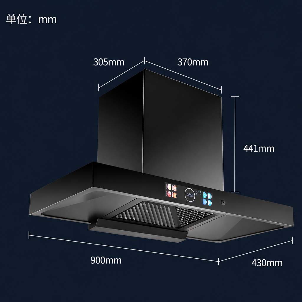 Wall-Mounted T-Shape Range Hood with Powerful Suction