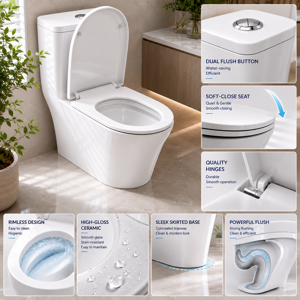 Household Ceramic Toilet — Standard 400mm Rough-In