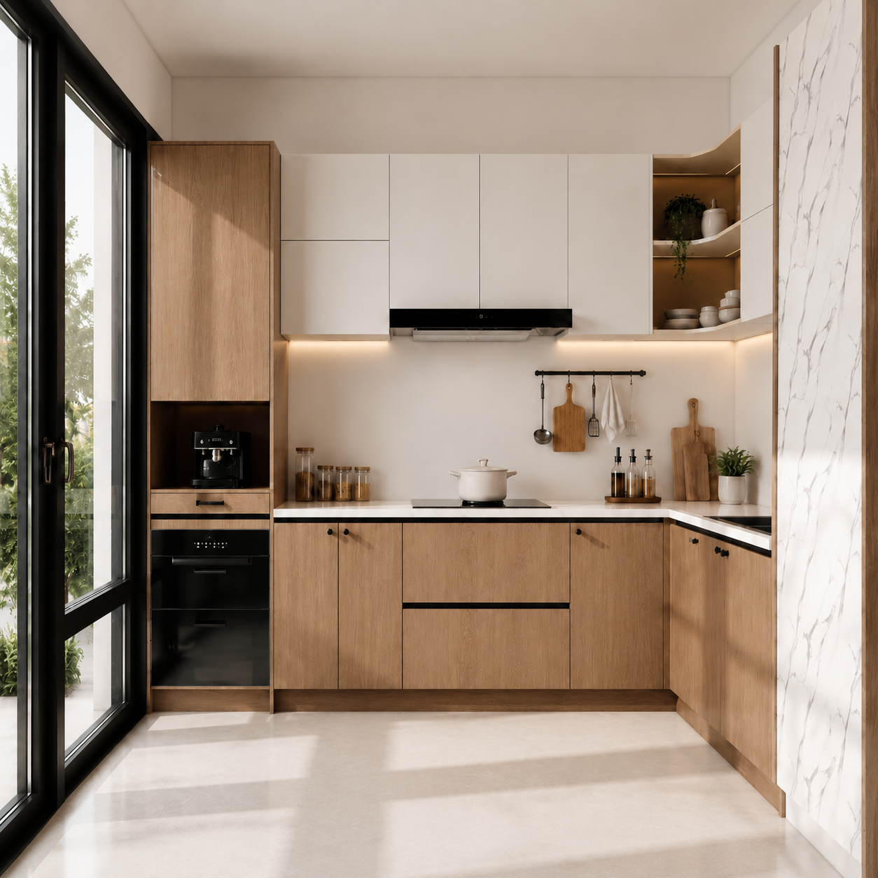 Custom L-Shape Kitchen Cabinetry