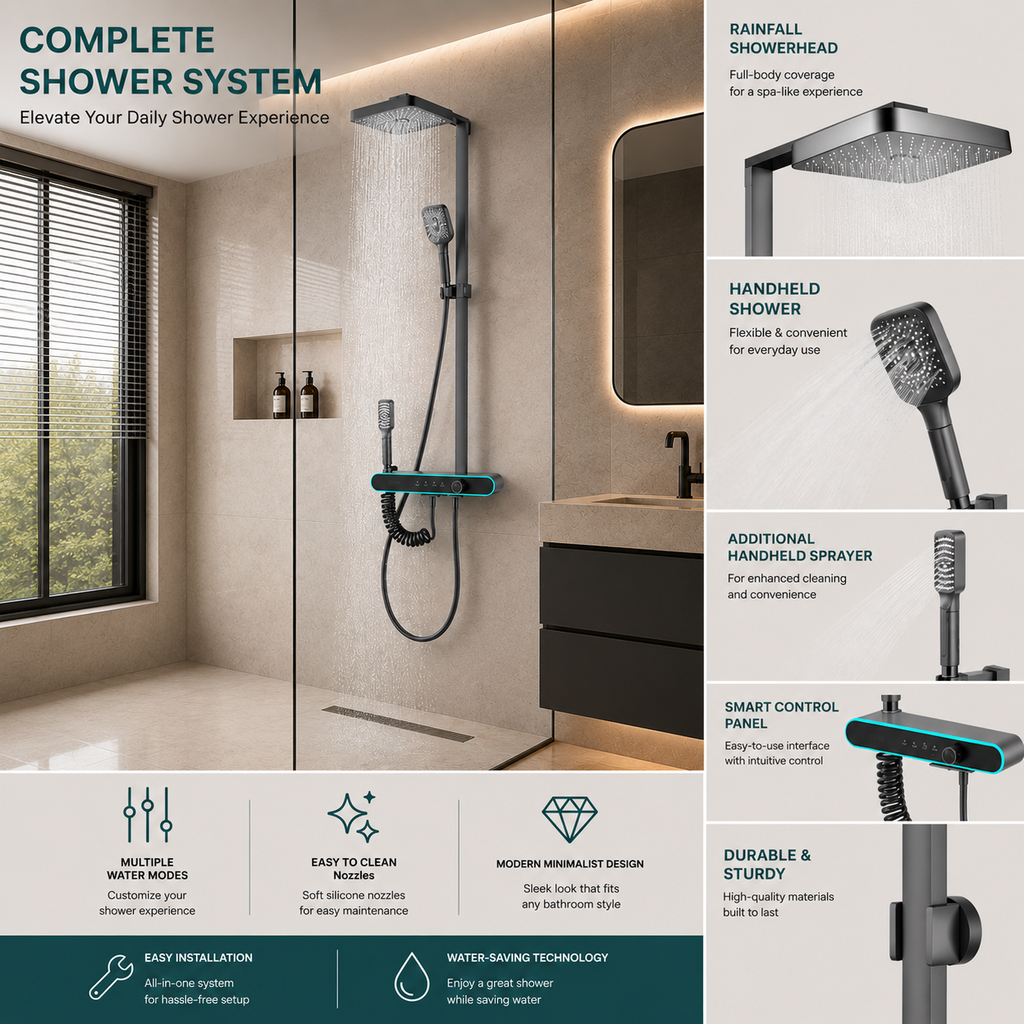 Home Bathroom High-Pressure Shower System