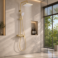 Gold-Tone Pressure-Boosting Piano-Key Shower Set for Bathroom