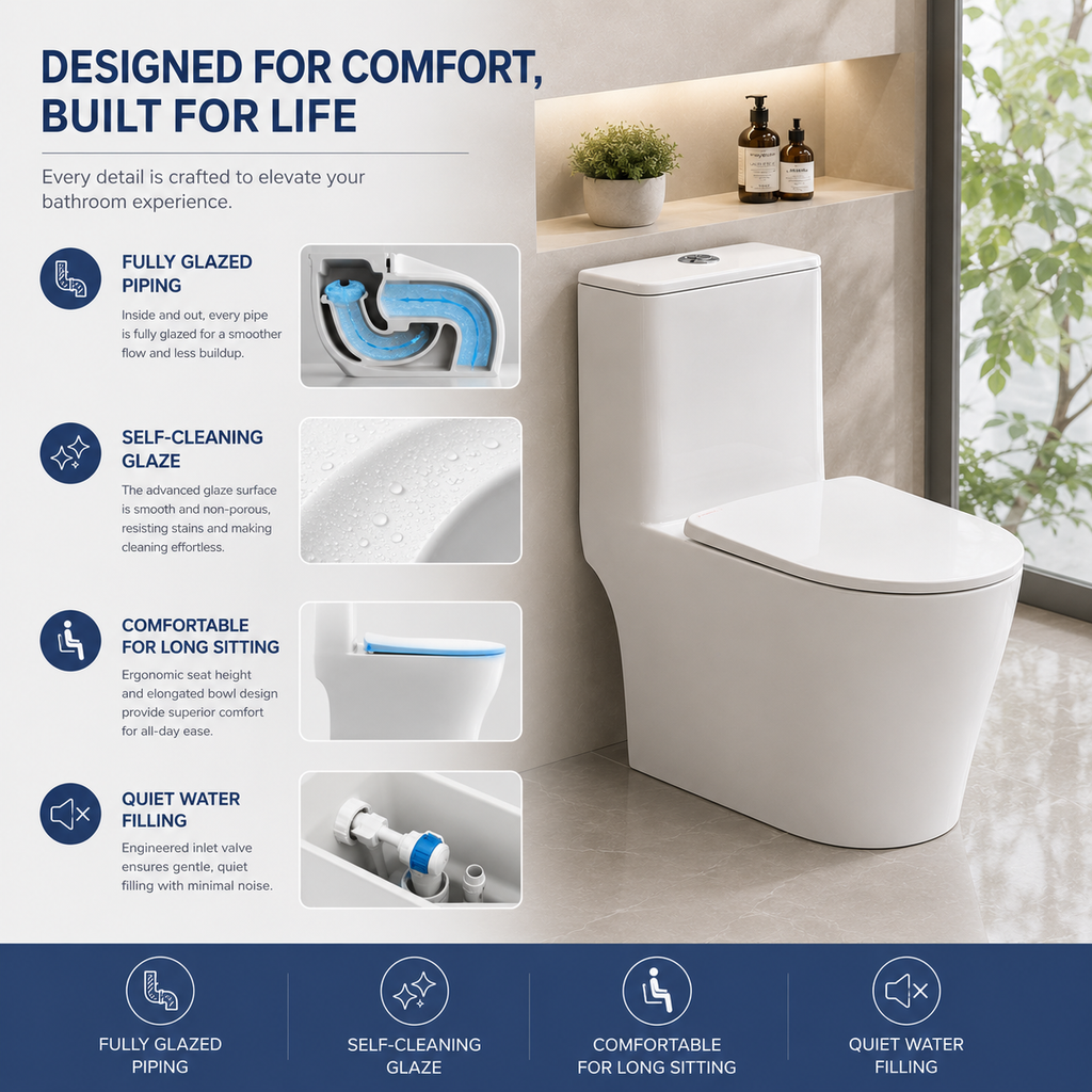 Household Standard Toilet — Silent Fill & Ergonomic Comfort for Extended Sitting