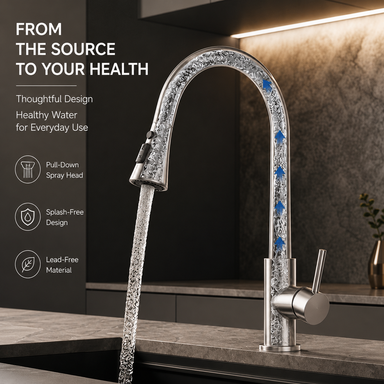 Hot & Cold Swivel Kitchen Sink Faucet