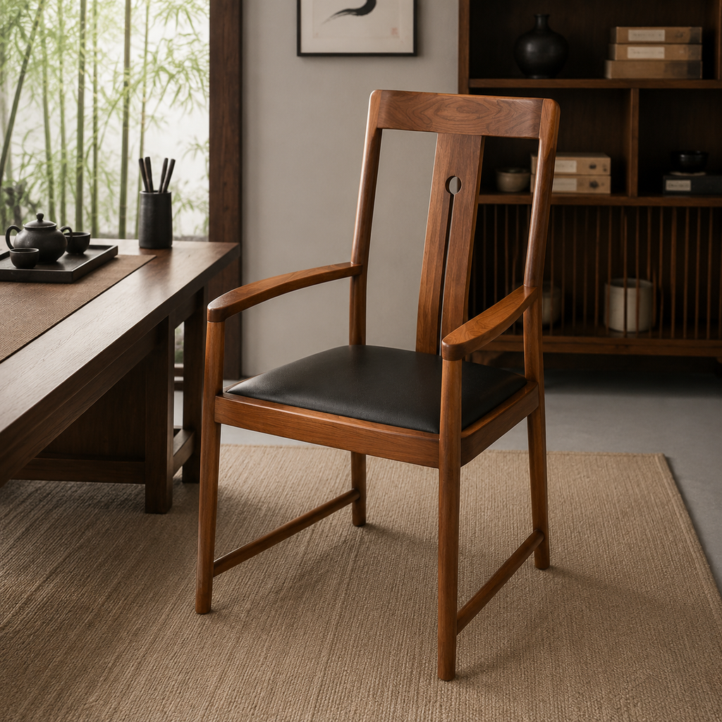 Solid Black Walnut Tea Master Chair — New Chinese Style