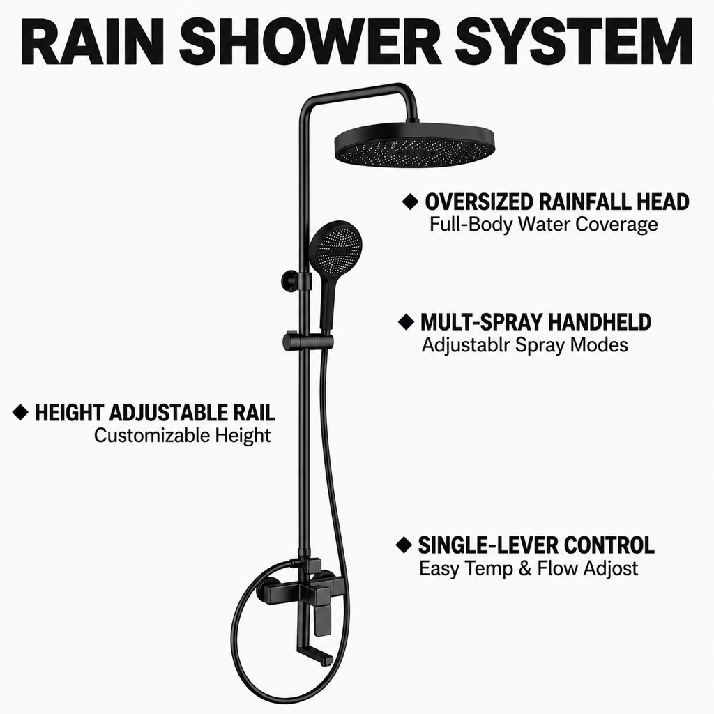 Household Bathroom Pressure-Boosting Rainfall Shower