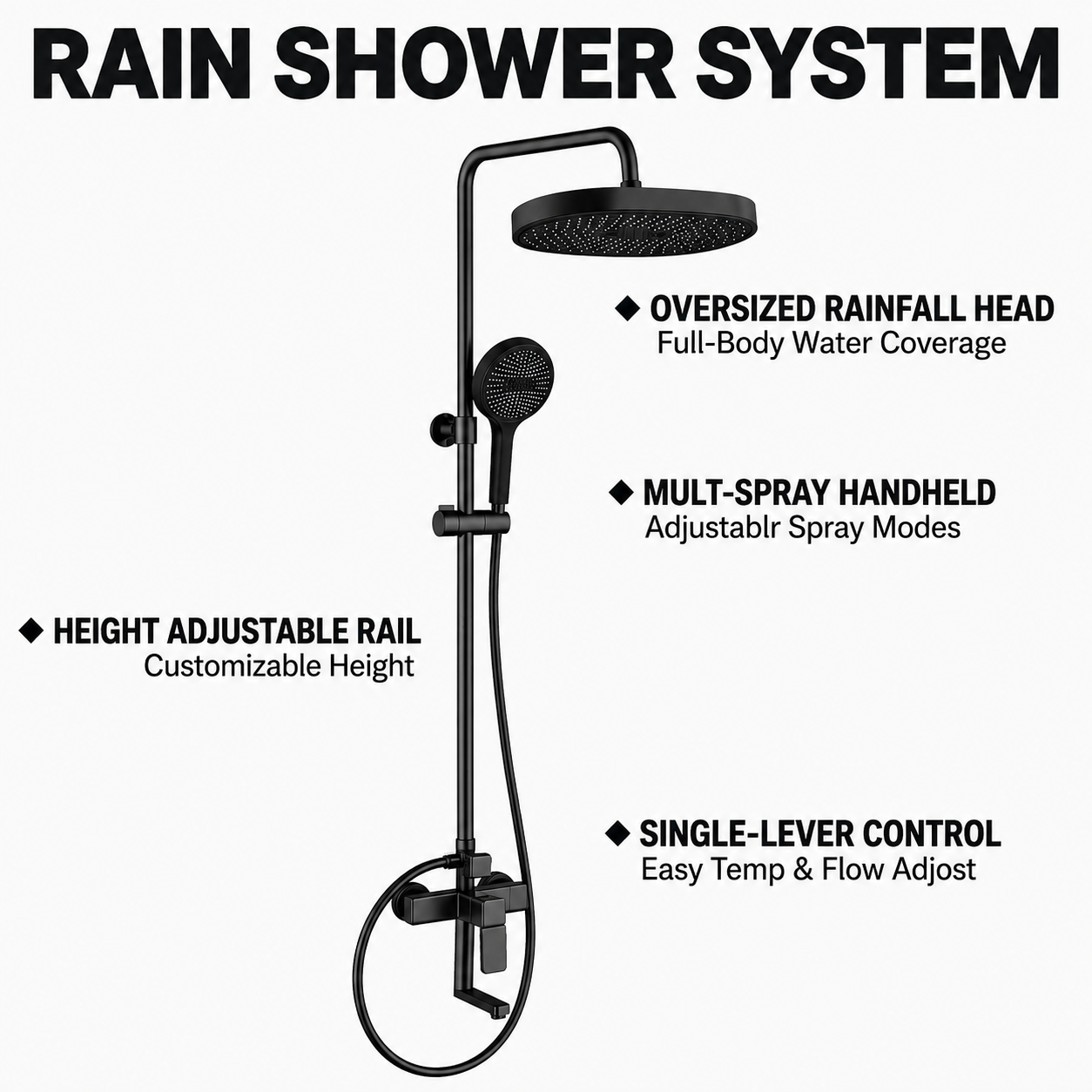 Household Bathroom Pressure-Boosting Rainfall Shower