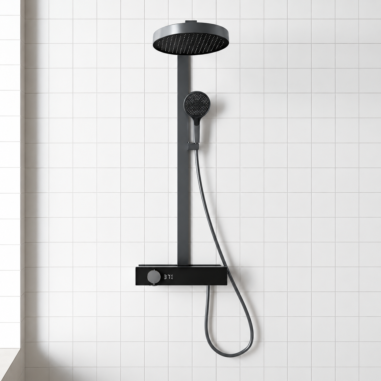 Digital Display Pressure-Boosting Shower Set with Overhead Rainfall