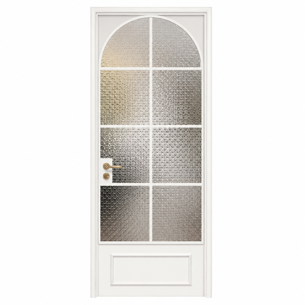 Custom Aluminum Alloy Arched Glass Hinged Door ， Modern Bathroom & Interior Door
