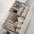 Three-Sided Kitchen Cabinet Pull-Out Dish Basket