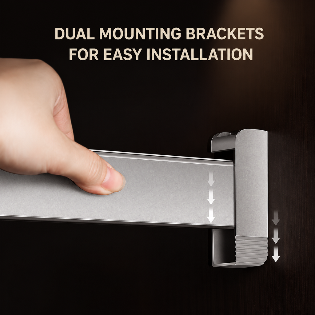 Heavy-Duty Silent Clothes Rod — Top & Side Mount for Wardrobe & Walk-In Closet