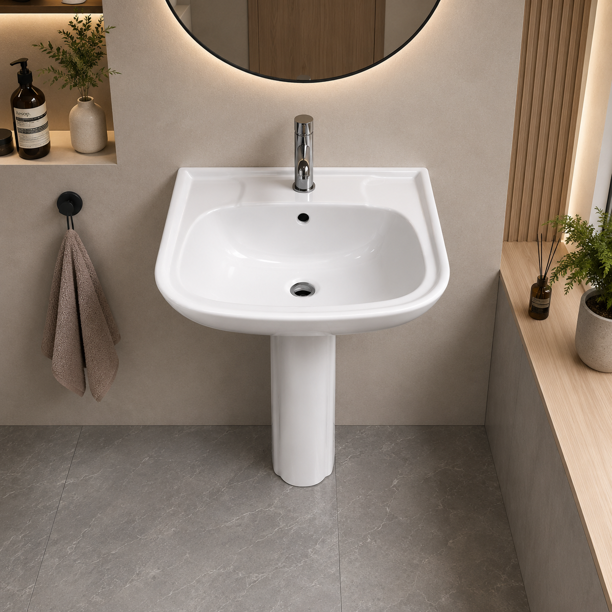 Ceramic Floor-Standing Basin in Classic White