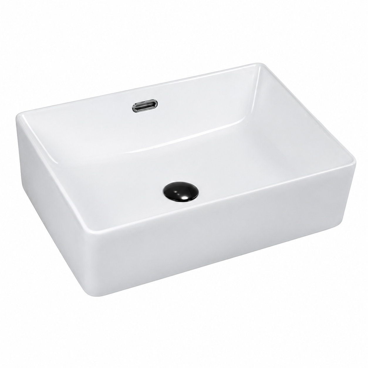 White Ceramic Countertop Basin — Modern Minimalist Square Wash Basin, 540×350×150mm