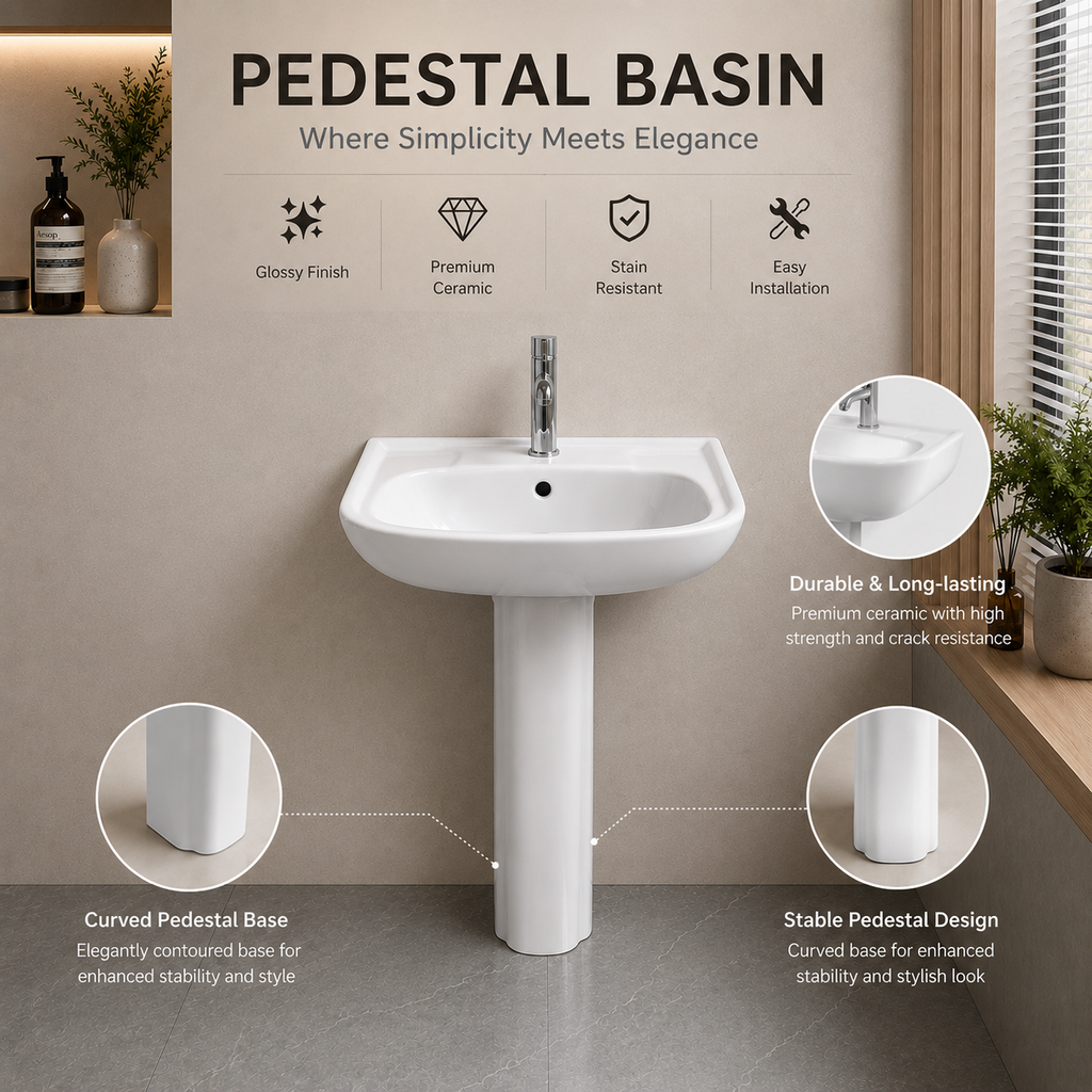 Ceramic Floor-Standing Basin in Classic White