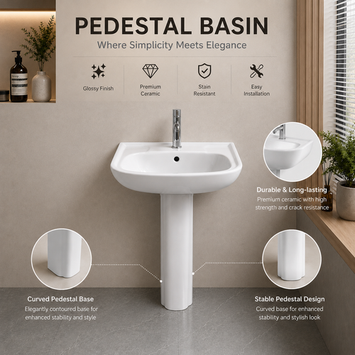 Ceramic Floor-Standing Basin in Classic White