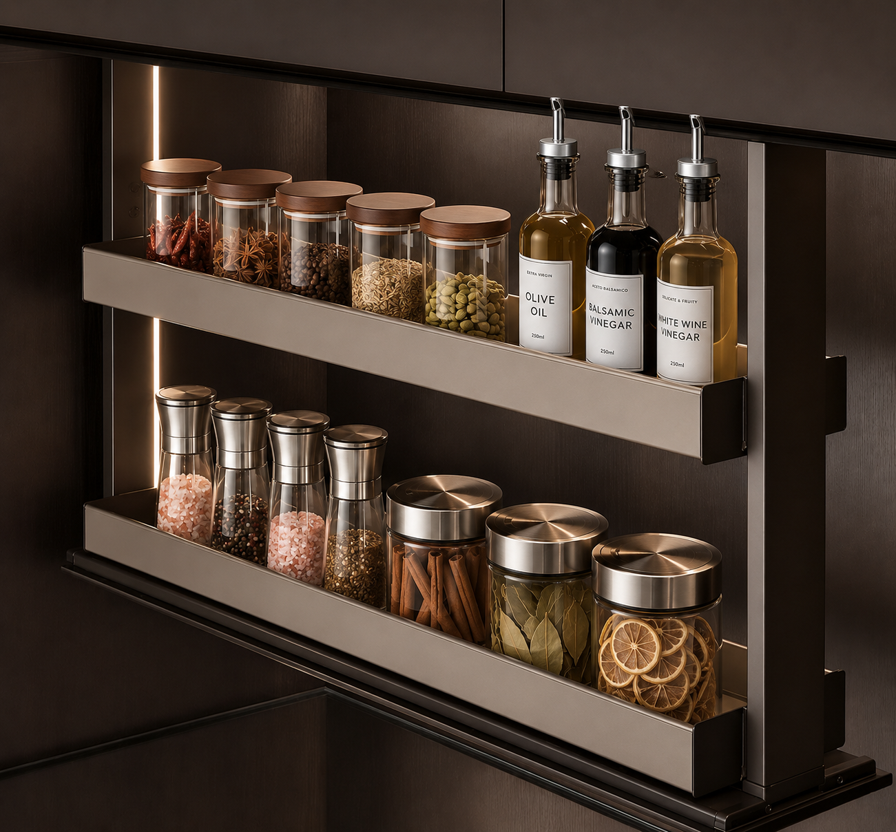 Double-Layer Overhead Cabinet Pull-Out Basket for Seasonings