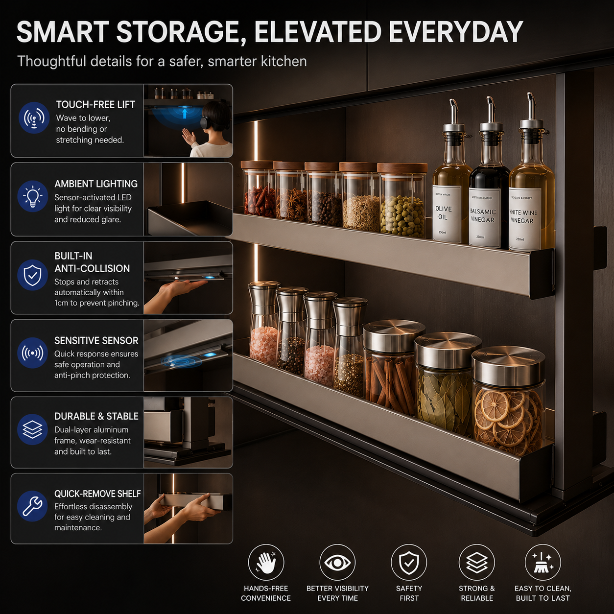Double-Layer Overhead Cabinet Pull-Out Basket for Seasonings