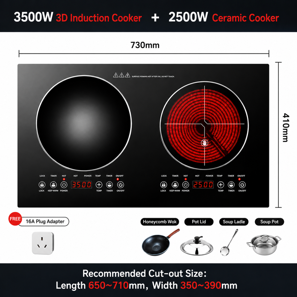 Smart High-Power Dual-Zone Induction & Ceramic Built-in/Freestanding Cooktop