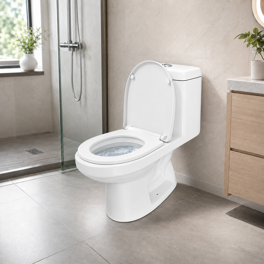 Direct-Flush Siphonic Ceramic Toilet — Anti-Odor & Splash-Proof for Bathroom