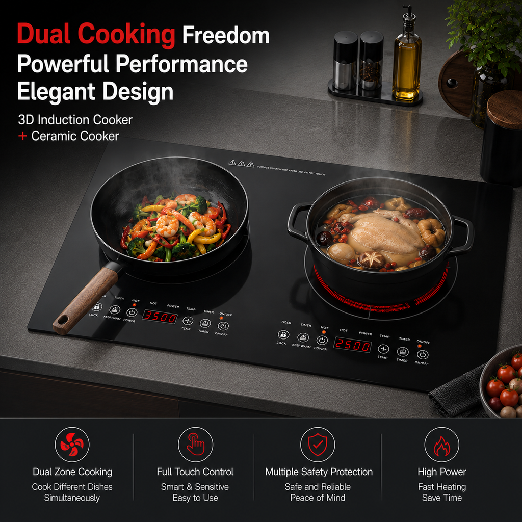 Smart High-Power Dual-Zone Induction & Ceramic Built-in/Freestanding Cooktop