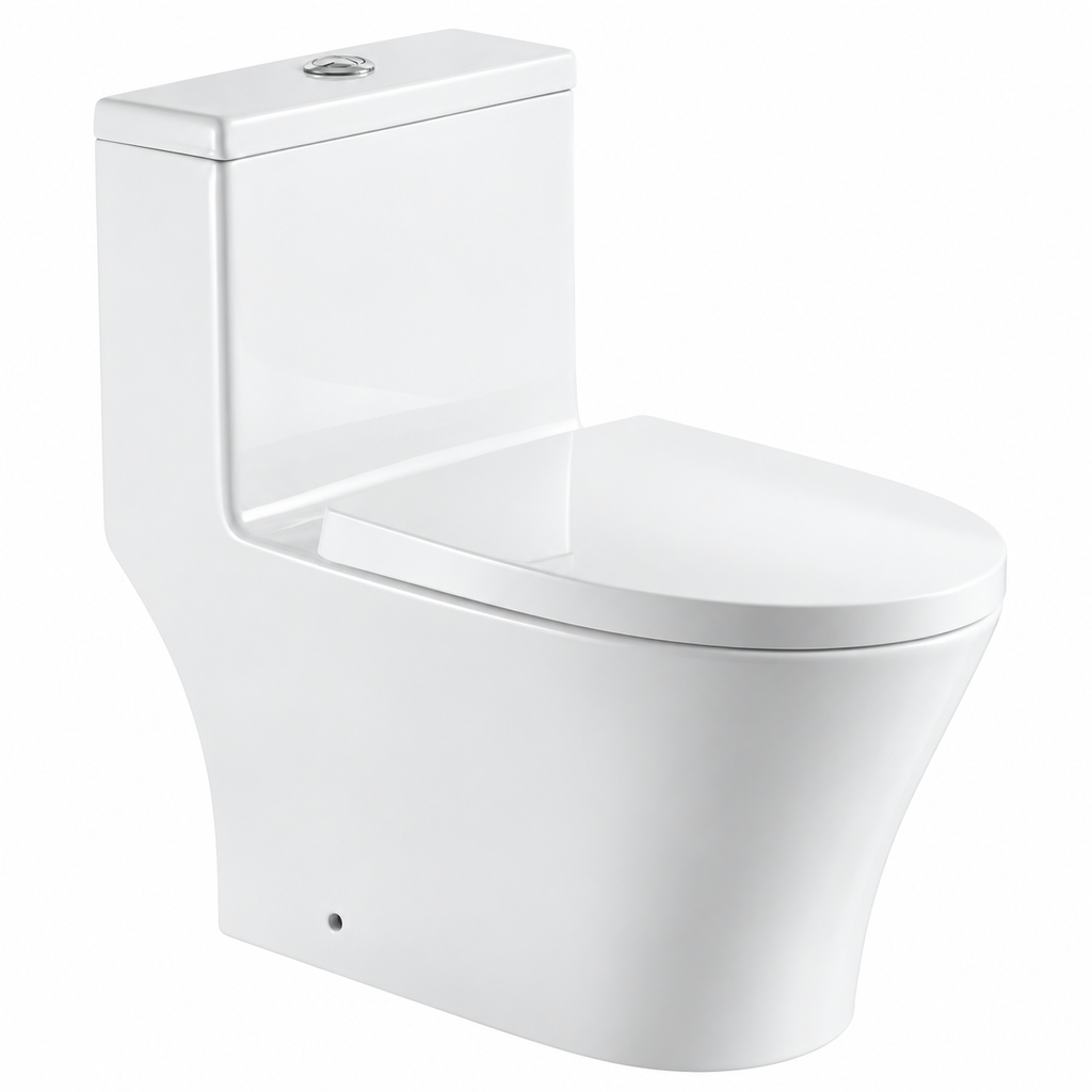 Premium One-Piece Ceramic Toilet – Elegant Modern Design