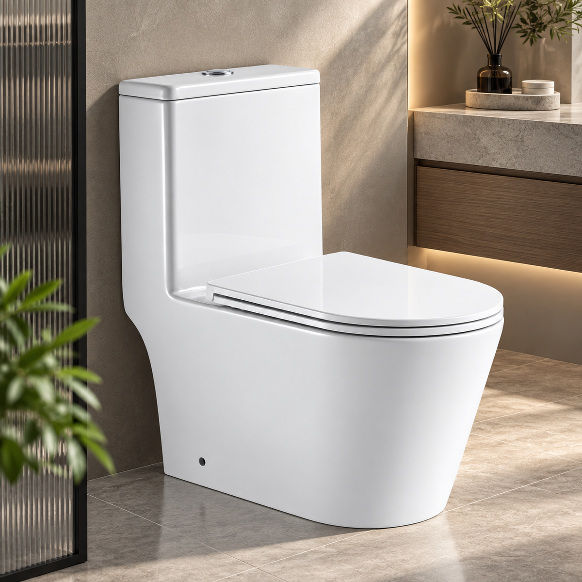 Ceramic Toilet with Tornado Flush & Soft Close Seat – Dual Flush WC