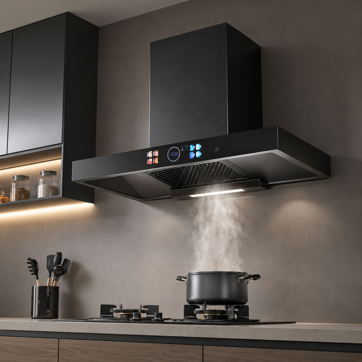 Wall-Mounted T-Shape Range Hood with Powerful Suction