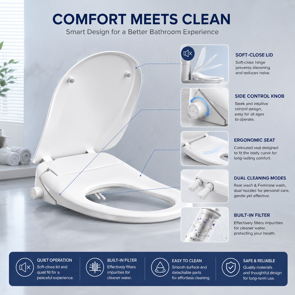 Household Toilet Seat Cover — Silent Soft-Close & Easy Installation
