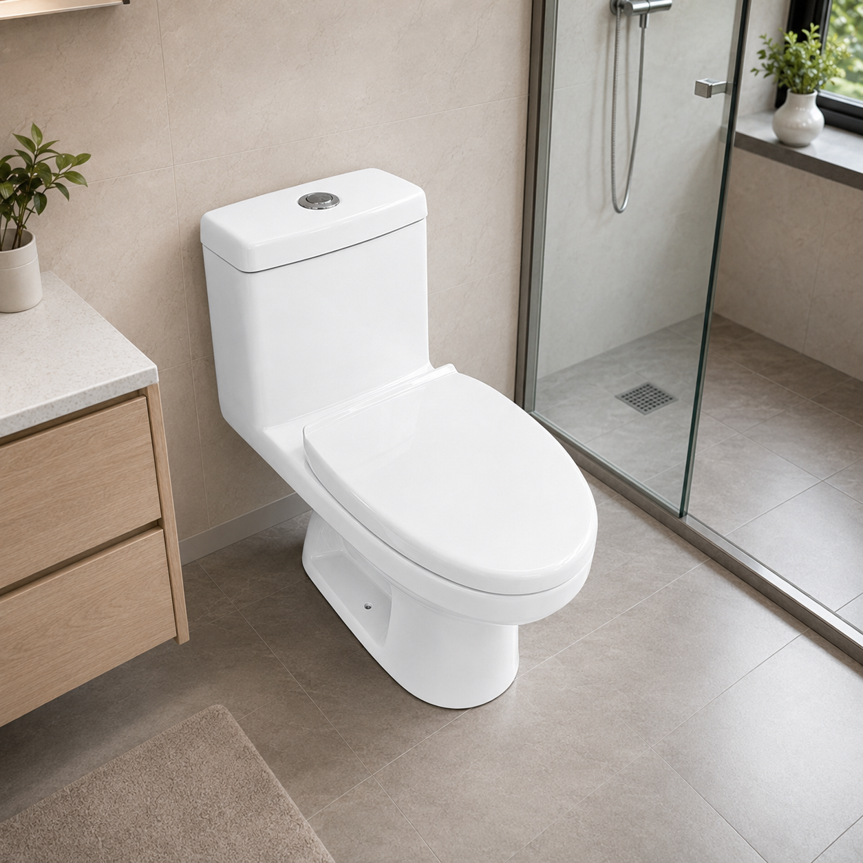 Direct-Flush Siphonic Ceramic Toilet — Anti-Odor & Splash-Proof for Bathroom