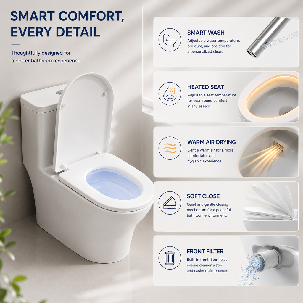 Household Fully Glazed Trapway Toilet — Ergonomic Comfort for Extended Sitting