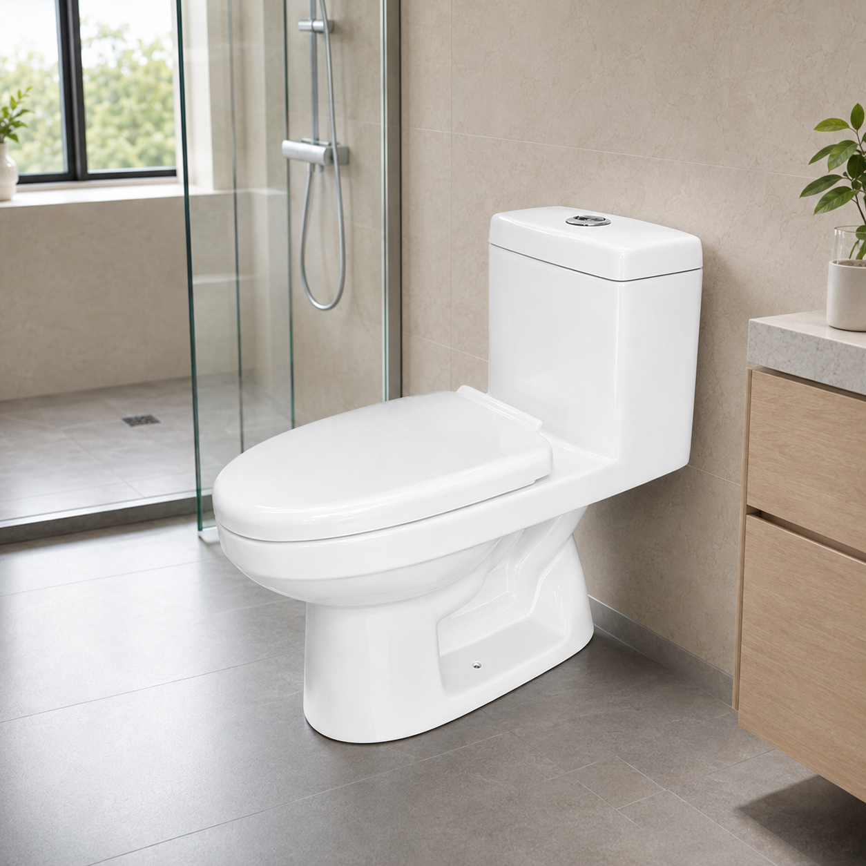 Direct-Flush Siphonic Ceramic Toilet — Anti-Odor & Splash-Proof for Bathroom