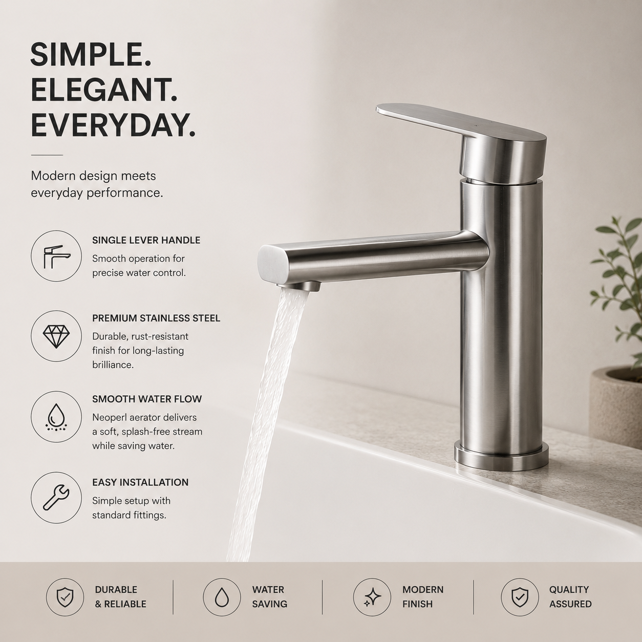 Single Hole Hot & Cold Basin Faucet
