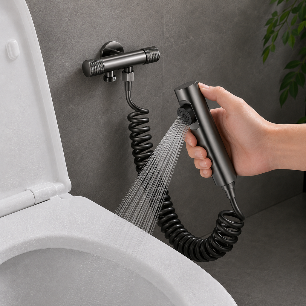 Stainless Steel One-In Two-Outlet Toilet Bidet Sprayer